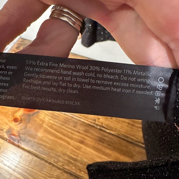 Eileen Fisher Long Black Sparkling Cardigan with Pockets Large - Picture 7 of 9